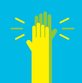 An illustration of two hands high-fiving