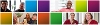 A banner image made up of different colour squares. Four of the squares contain photos of different people who engage or work with Adult Social Care.